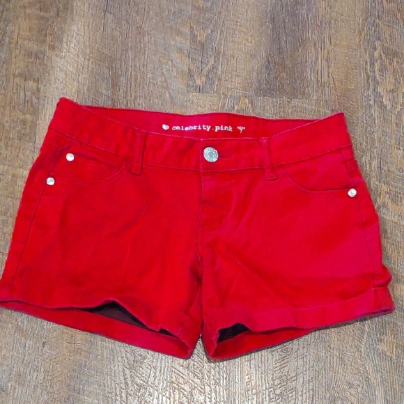 Celebrity Pink‎ Juniors 7 Red Chino Shorts - Picture 1 of 4